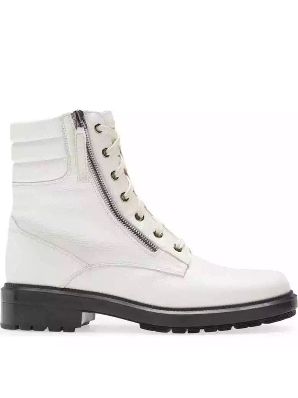 NEW AQUATALIA Laila Water Resistant Zip Lace-Up Bootie White Leather Sz US 9.5